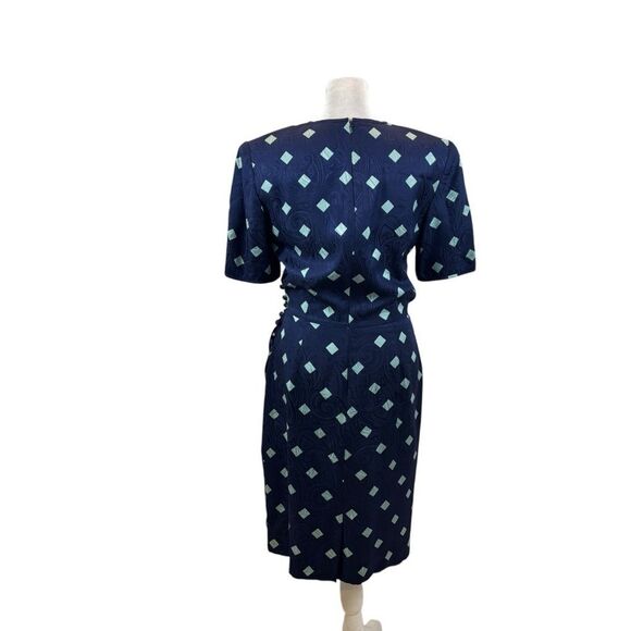 Vintage Richard Warren 100% Silk Textured Midi‎ Dress Short Sleeves Size 8 - Picture 8 of 16